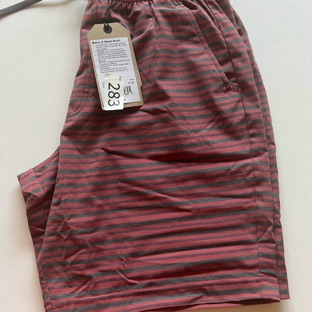 NWT Prana Men's Metric E-Waist Short Size Small Color Rust Stripe No Liner!!‎ - Picture 2 of 7